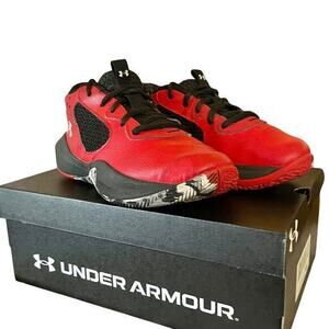 Under Armour Kids Lockdown 6 Basketball Shoes - Red Sneakers Size 2.5